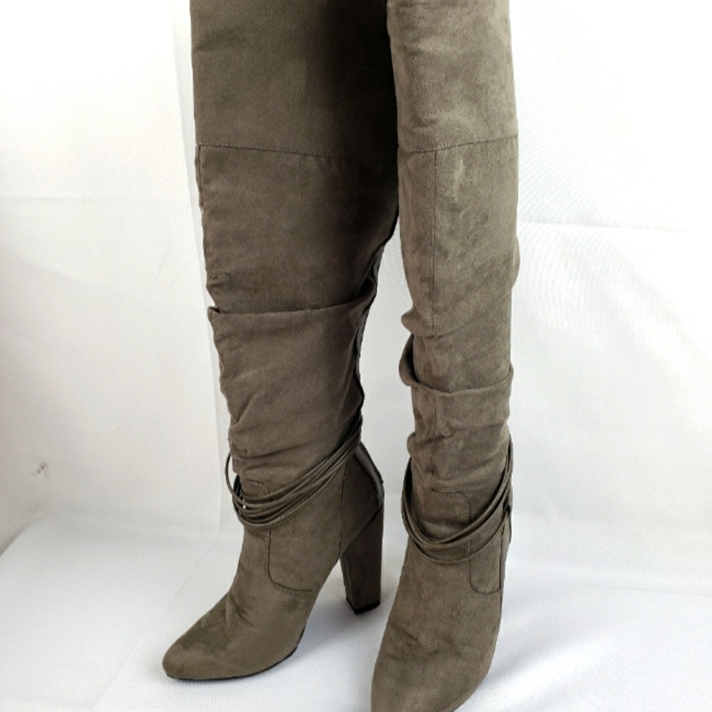 JustFab Taupe microfiber over the knee boots Sz 7  NWOT